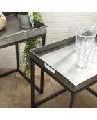 2 Tables gigognes et plateau métal/zinc - 61x41x61cm